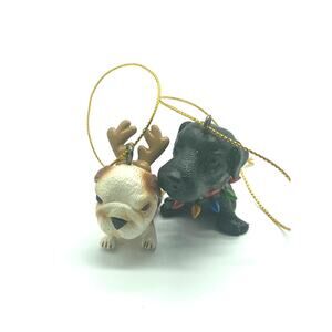 2 The‎ Dog Artist Int. Kurt Adler Christmas Ornaments Bulldog and Black Labrador